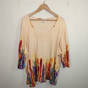 Ulla Popken Relaxed Fit Tunic Colorful Print Cotton